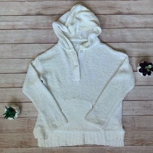 Lou & Grey • oversized white cotton knit hoodie